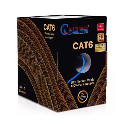 TAA CAT6 Plenum ETL/UL Listed Solid Bare Copper 1000ft Pull Box 