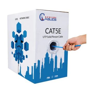 Cat5e Plenum 350MHz Solid Bare Copper 24AWG 1000ft Network Cable